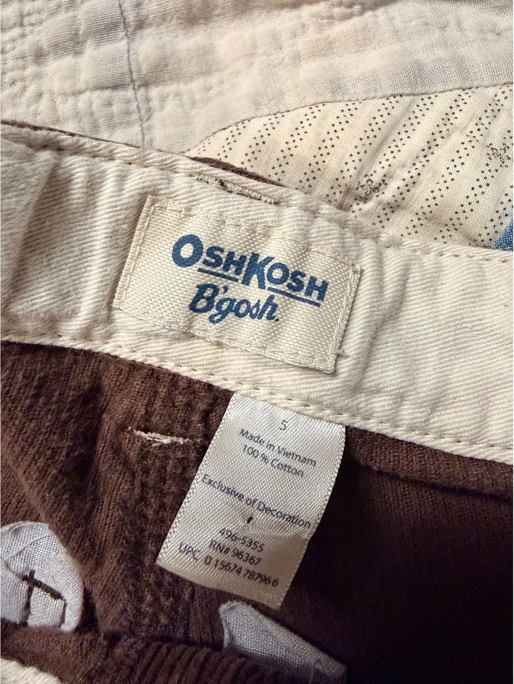Vintage OshKosh B'gosh Brown Corduroy Pants Toddler Boys Size 5 Adjustable Waist